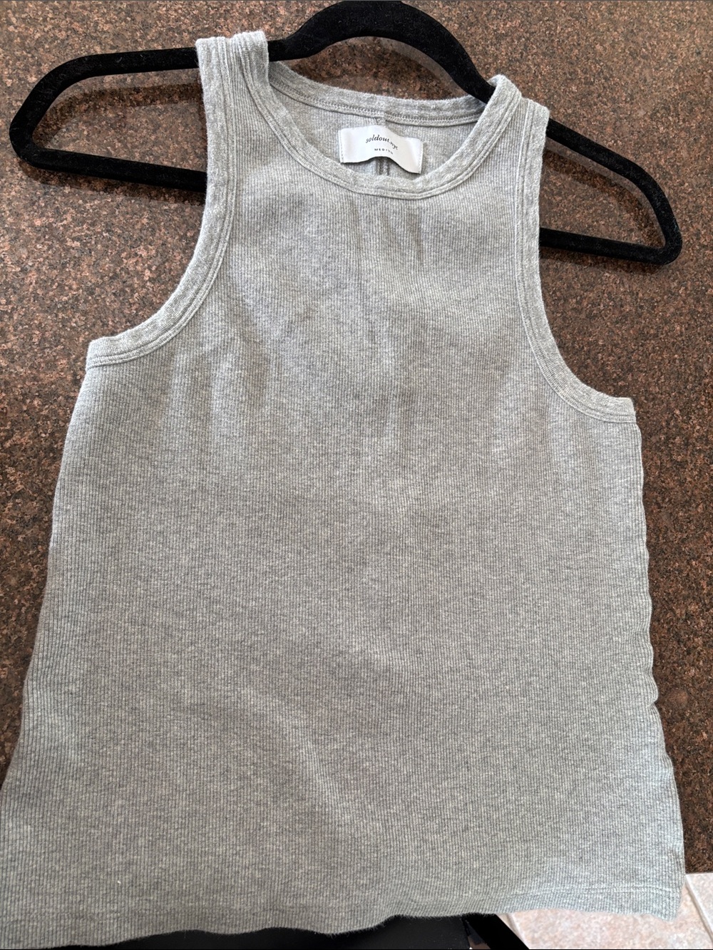 SOLDOUT NYC Ladies Ribbed Sleeveless Knit Layering Tee-M